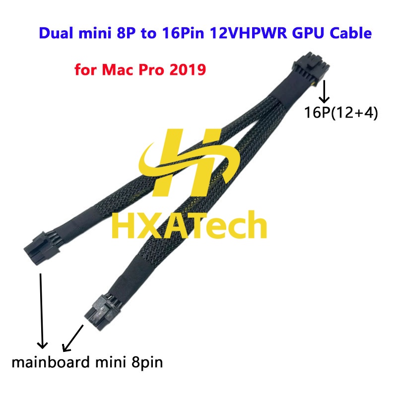 Dual 8Pin To 16Pin 12Vhpwr Cable - HXATech-สำหรับ Mac Pro 2019 สายไฟสำหรับเวิร์กสเตชันเดสก์ท็อปใหม่ สายไฟ
