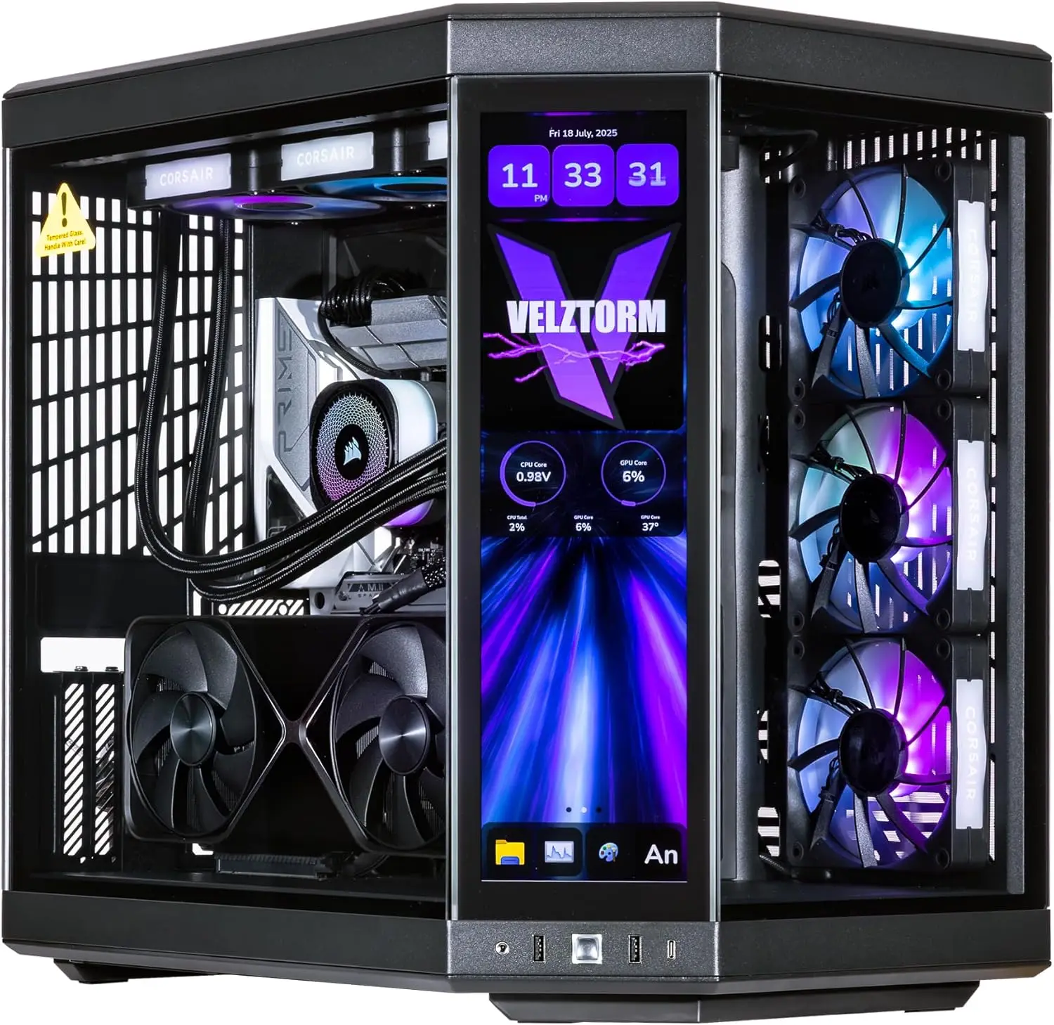 Rtx 5090 32Gb - Velztorm LCD สีดำ Praetix คอมพิวเตอร์ตั้งโต๊ะสำหรับเล่นเกม Y70